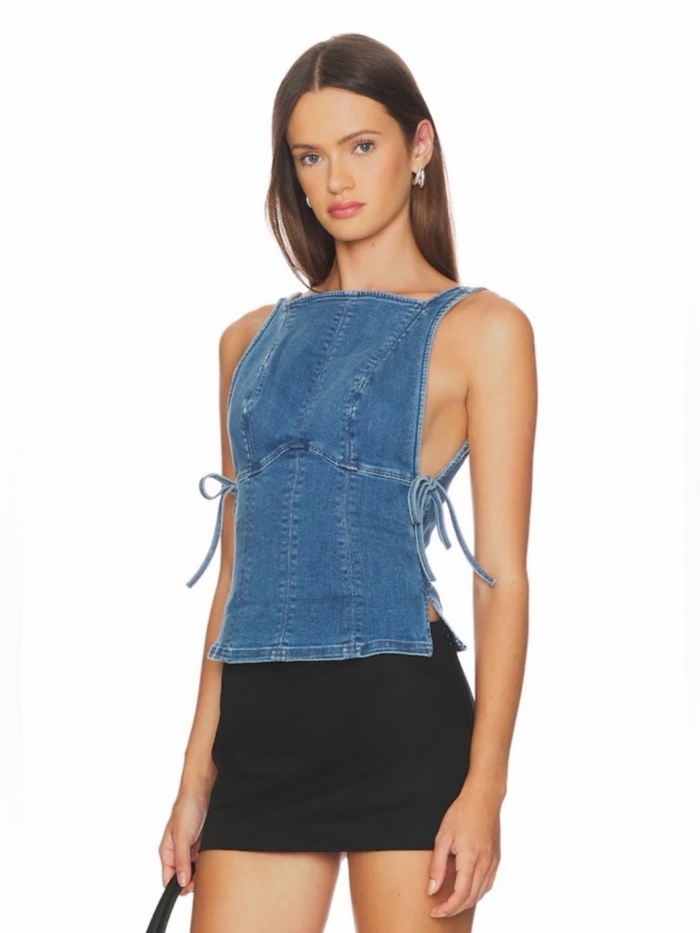 Free People Not My Fault Corset in Denim Baby Blue Medium